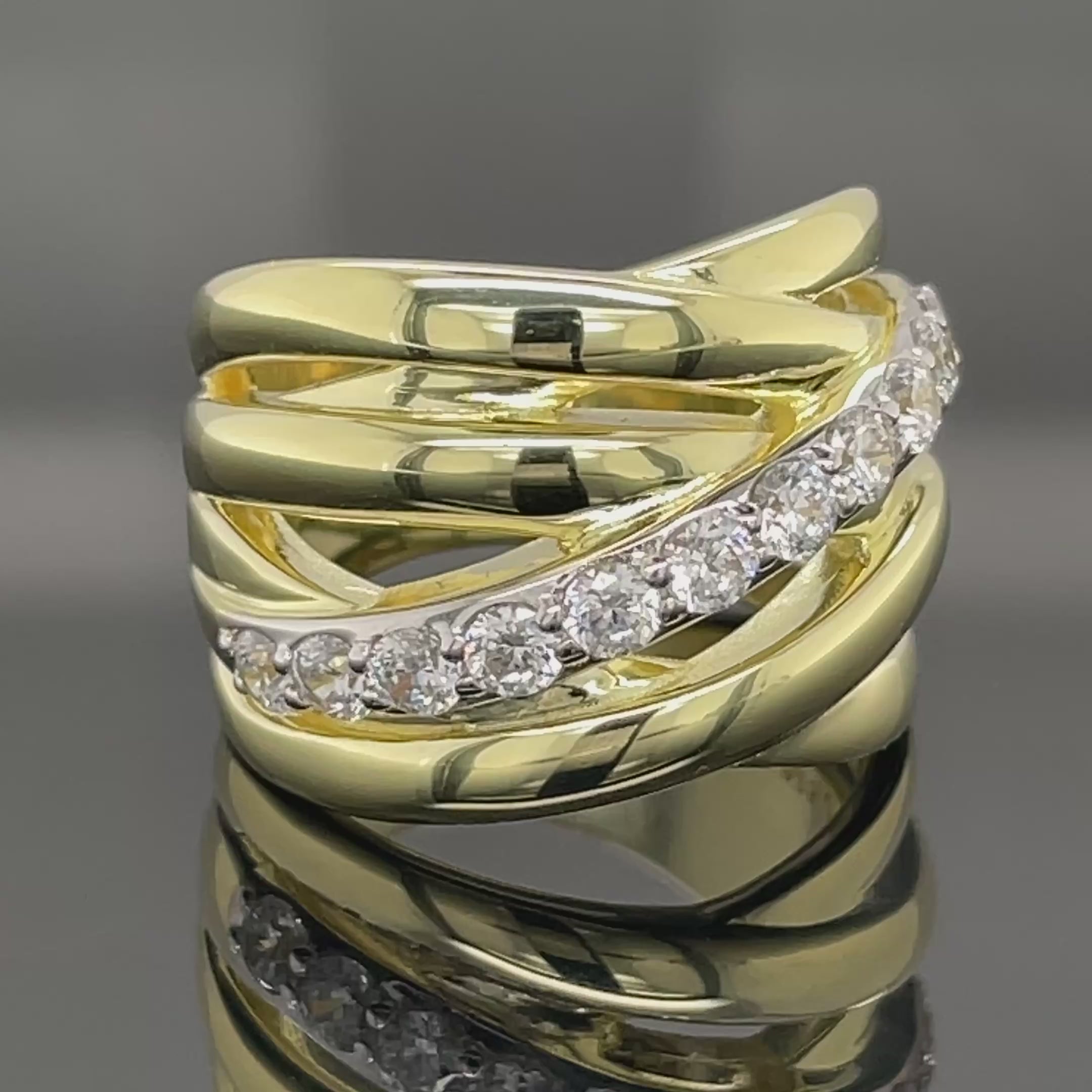 RING AUS 925/- SILBER GELBGOLDPLATTIERT MIT ZIRKONIA