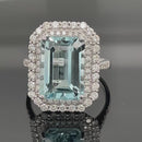 RING AUS 585/- WEIßGOLD MIT AQUAMARIN & BRILLANTEN SI1