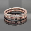 RING 2ER SET AUS 925/- SILBER ROSÉVERGOLDET MIT WEIßTOPAS