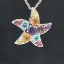 ANHÄNGER AUS 925/- SILBER RHODINIERT MIT MULTI EDELSTEINE