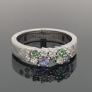 RING AUS 925/- SILBER RHODINIERT MIT TANSANIT, TURMALIN & ZIRKON