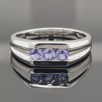 RING AUS 925/- SILBER RHODINIERT MIT TANSANIT AA