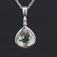 CLIP ANHÄNGER AUS 925/- SILBER RHODINIERT MIT PRASIOLITH & ZIRKON