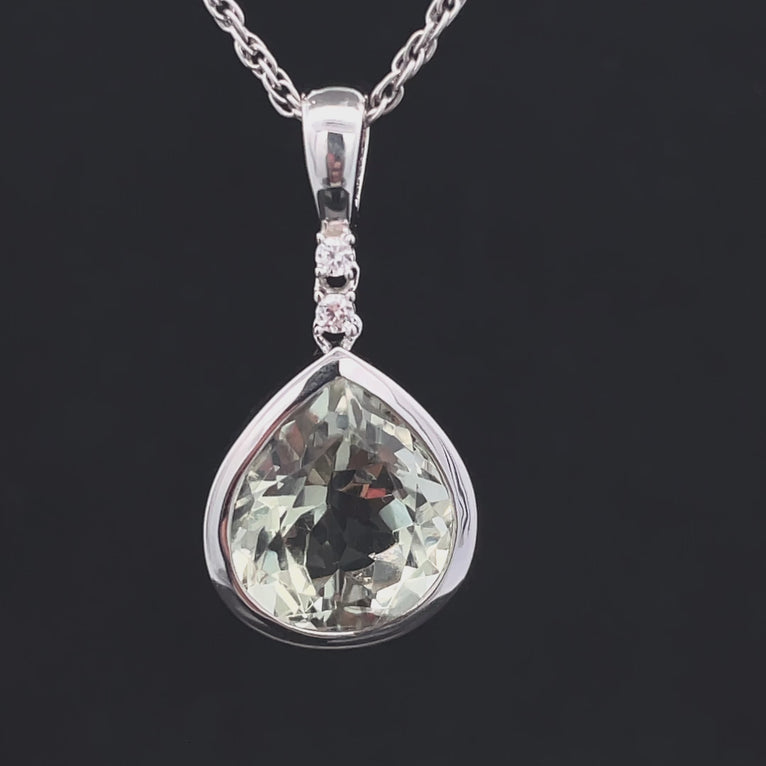 CLIP ANHÄNGER AUS 925/- SILBER RHODINIERT MIT PRASIOLITH & ZIRKON
