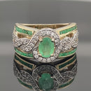 RING AUS 925/- SILBER VERGOLDET MIT SAMBIA SMARAGD & ZIRKON